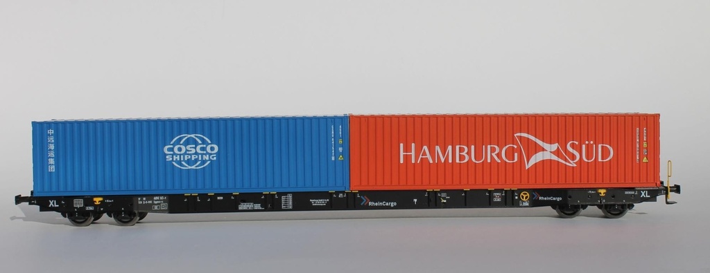 IGRA MODEL 96010056 Sggnss 80 Rhein Cargo XL chargé de 1 conteneur COSCO et 1 Hamburg Süd