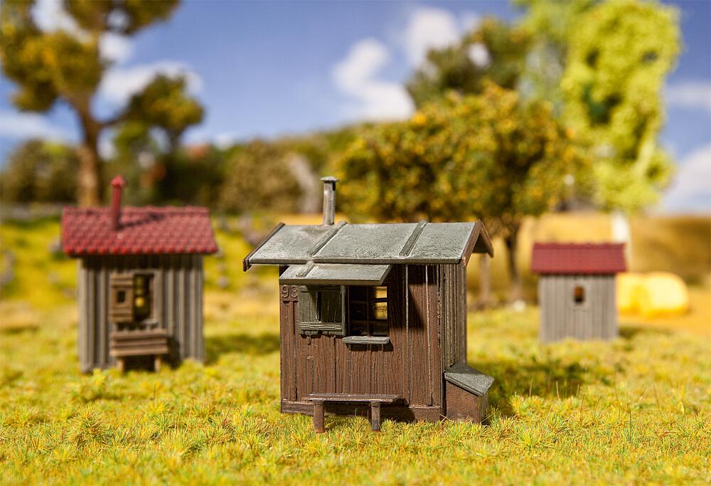 Faller 120211   H0  Cabane ferroviaire/remise à outils 39 x 41 x 45 mm, 29 x 34 x 45 mm, 23 x 26 x 28 mm