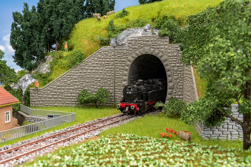 Faller 120576   H0  2 Entrées de tunnel, 1 voie  120 x 31 x 120 mm (2 x), 92 mm, 154 x 19 x 106 mm (2 x), 154 x 19 x 106 mm (2 x)