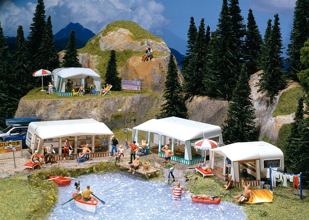 Faller 130503   H0  Kit de caravanes de camping 88 x 51 x 28 mm, 56 x 48 x 27 mm