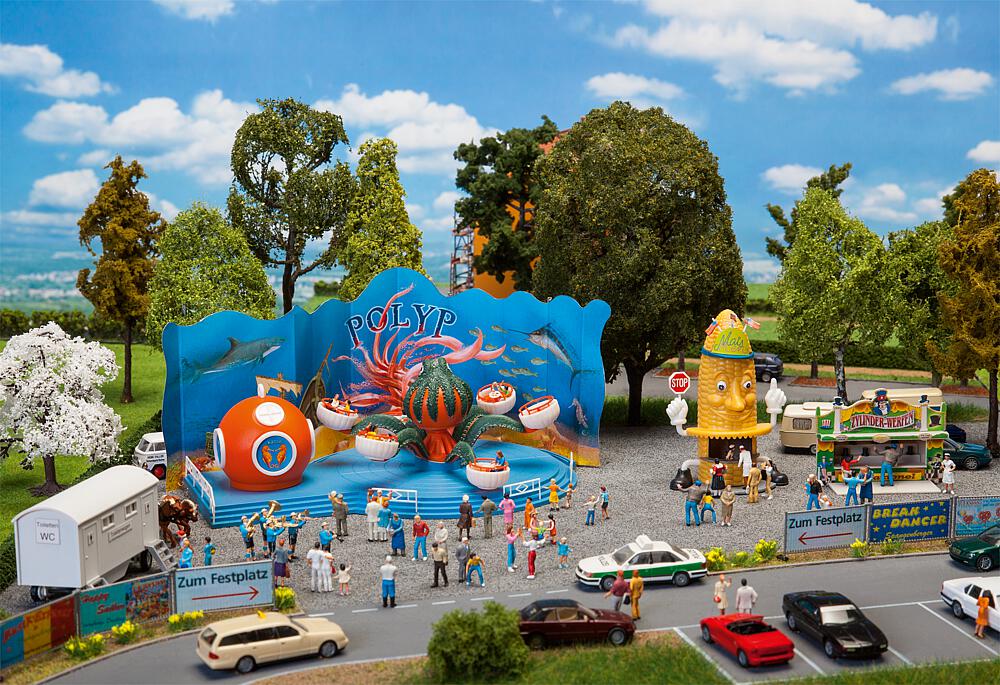Faller 140341   H0  Set de foire avec polype 230 x 145 x 100 mm, 60 x 40 x 102 mm, 64 x 39 x 49 mm, 88 x 41 x 44 mm, 240 x 23 mm