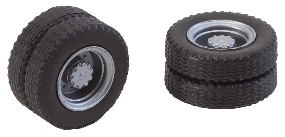 Faller 163101   H0  2 roues complètes (roues jumelées) pneus et jantes camion 