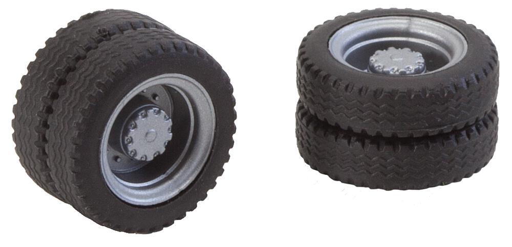 Faller 163103   H0  2 roues complètes (roues jumelées) pneus NQ et jantes pour camions / bus divers 
