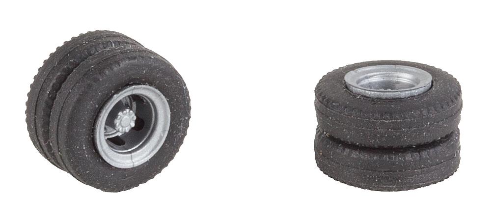 Faller 163117   H0  2 roues complètes pneus et jantes (Essieu arriére) pour Transporter et Bus 