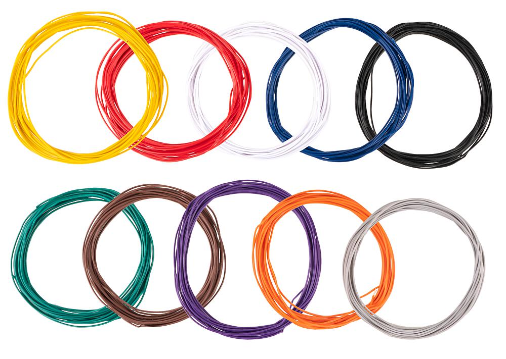 Faller 163780   H0, TT, N, Z  Assortiment fils torsadés 0,04 mm², 10 couleurs 10 m chacune 