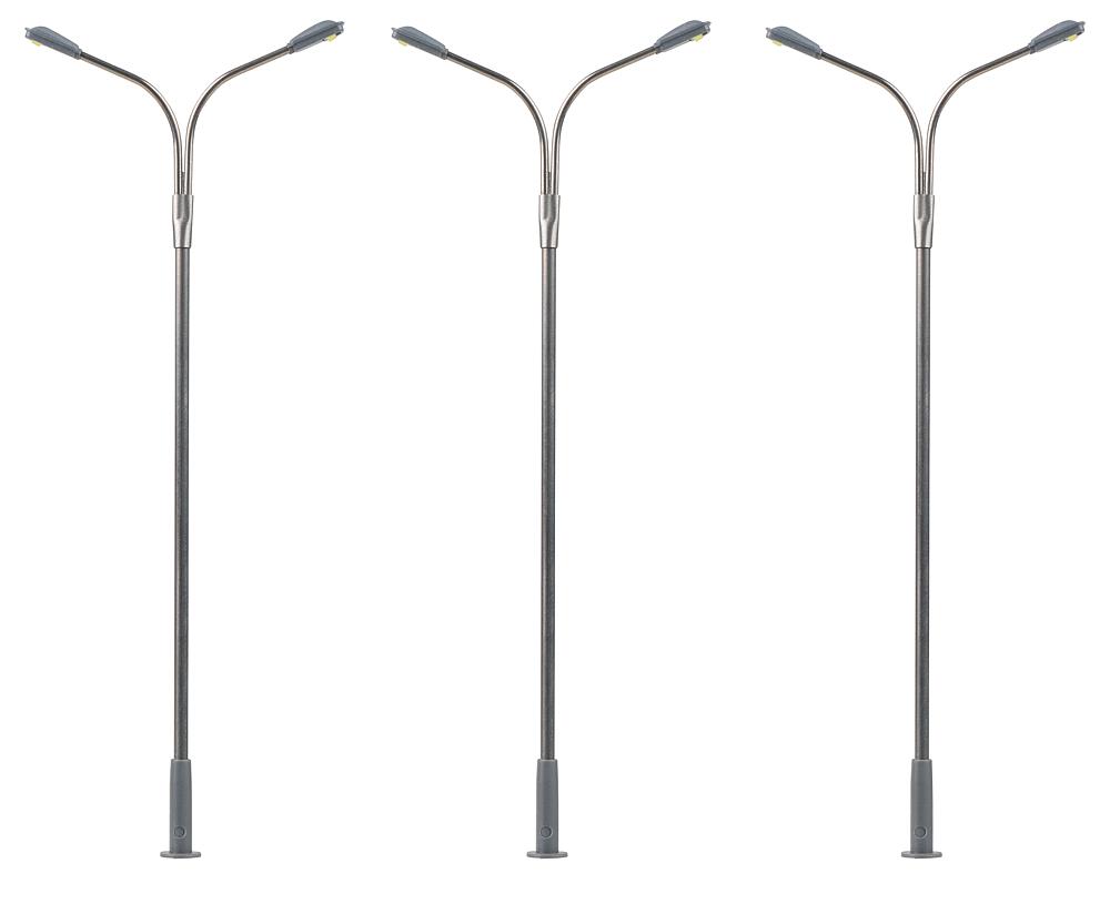 Faller 180101   H0  Éclairages publics LED, lampadaires, froid blanc, 3 pièces 