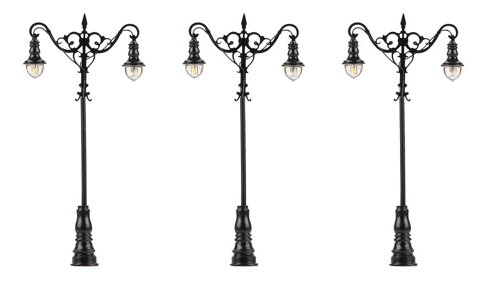 Faller 180106   H0  Réverbère LED, lampes boules suspendues, froid blanc, 3 pièces 