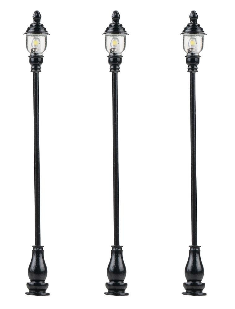 Faller 180108   H0  Réverbères de parc LED, froid blanc, 3 pièces 