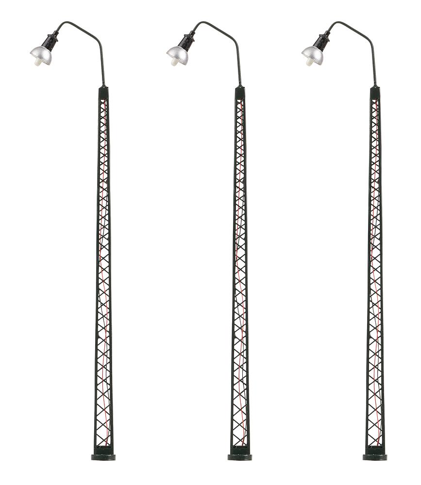 Faller 180109   H0  Lampes LED cintrée sur poteau en treillis, froid blanc, 3 pièces 