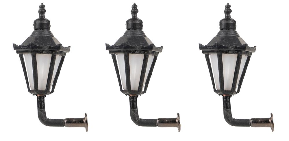 Faller 180111   H0  Lampes murale LED, lanternes hexagonale à couronne, blanch chaud, 3 pièces 
