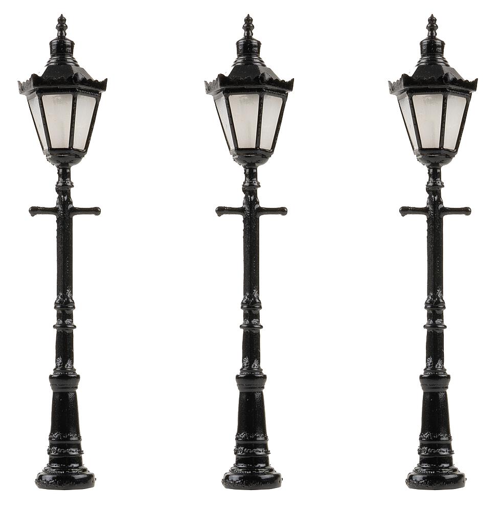 Faller 180112   H0  Réverbères de parc LED, lanternes hexagonale à couronne, blanch chaud, 3 pièces 
