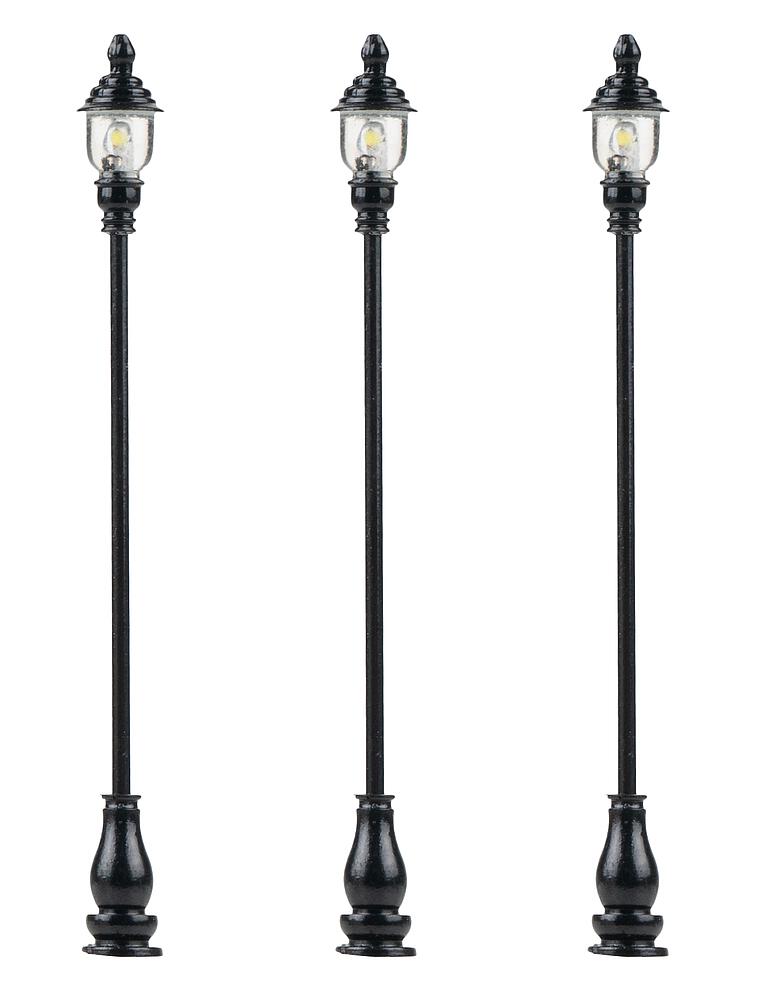Faller 180116   H0  Réverbères de parc LED, blanch chaud, 3 pièces 