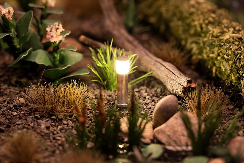 Faller 180139   H0  Luminaire de chemin à LED, argent, blanc chaud, 3 pièces 12 mm