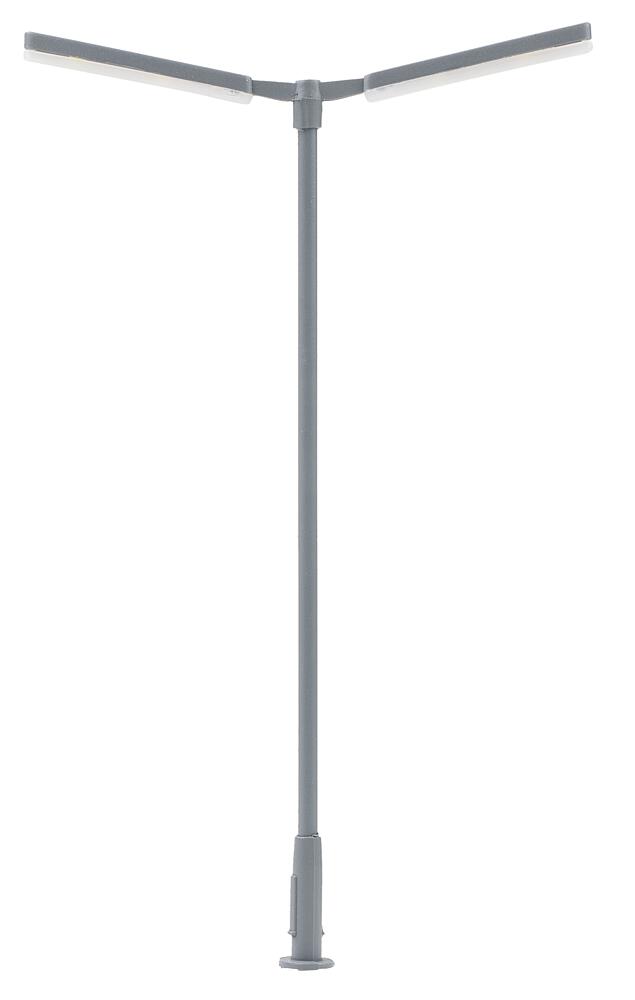 Faller 180222   H0  Lampe LED sur poteau croisé, deux bras, blanc froid 