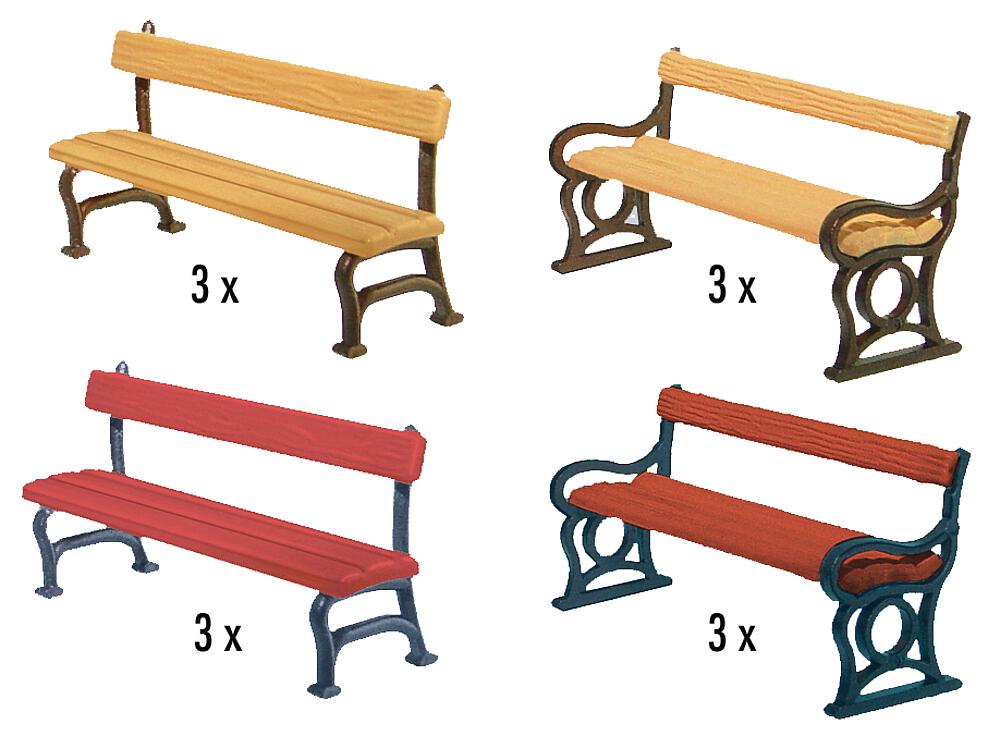 Faller 180443   H0  12 Bancs de parc 22 x 8 x 11 mm (12 x)