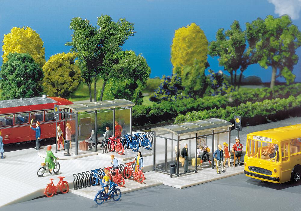 Faller 180553   H0  Haltes Cité Compact 90 x 41 x 32 mm, 94 x 35 x 32 mm, 60 x 26 x 11 mm (2 x)