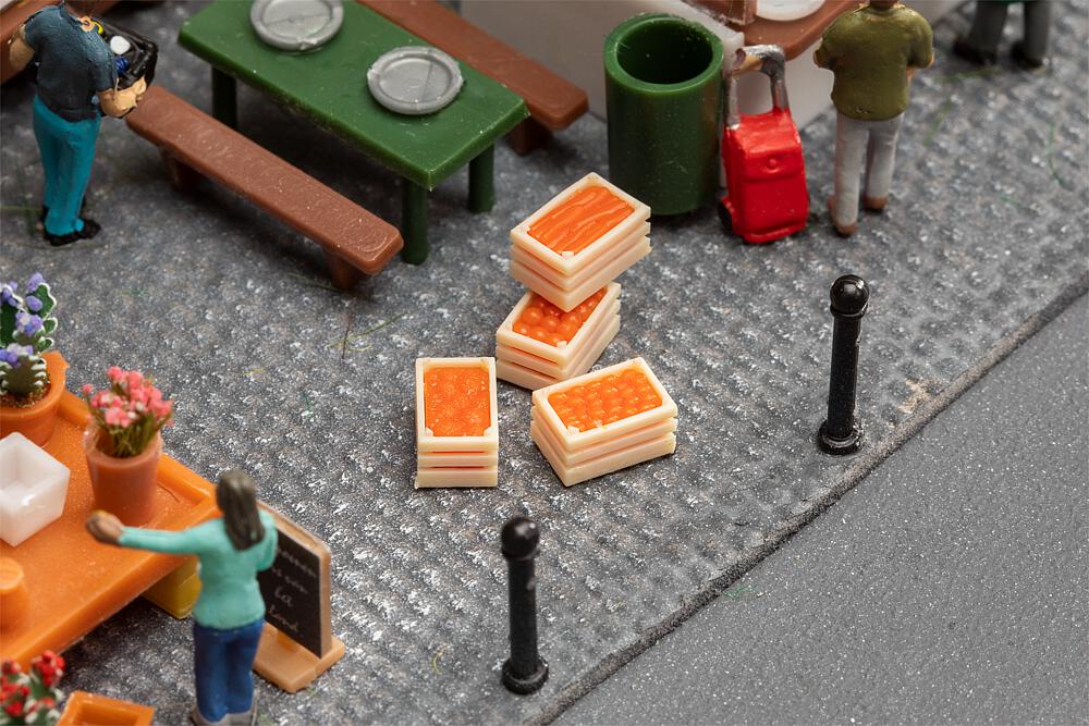 Faller 180868   H0  4 Cageots de marché avec des légumes 