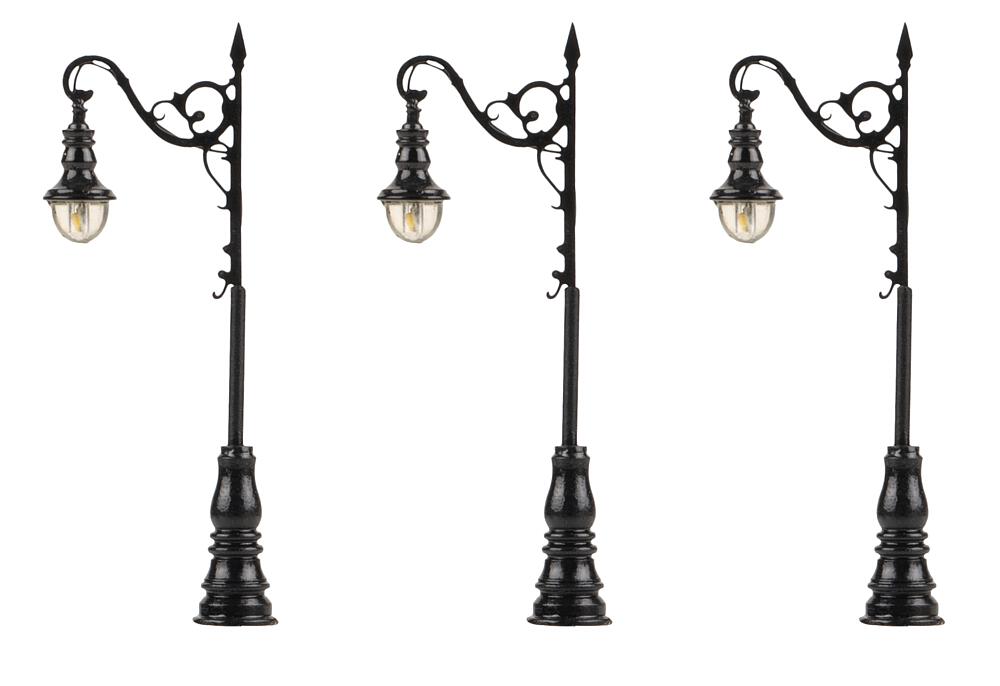 Faller 272127   N  Réverbères LED, lampes cintrée, froid blanc, 3 pièces 