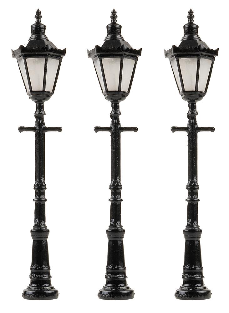 Faller 272128   N  Réverbères de parc LED, lanternes hexagonale à couronne, blanch chaud, 3 pièces 