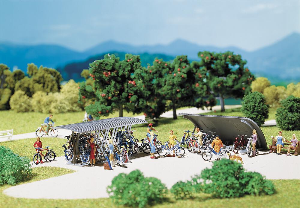 Faller 272535   N  2 Râteliers à vélos avec bicyclettes 38 x 18 x 14 mm, 33 x 15 x 16 mm