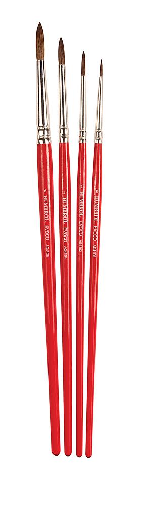 HUMBROL AG4150  Pinceau Evoco, set de 4 pinceaux 0,2,4,6 fins