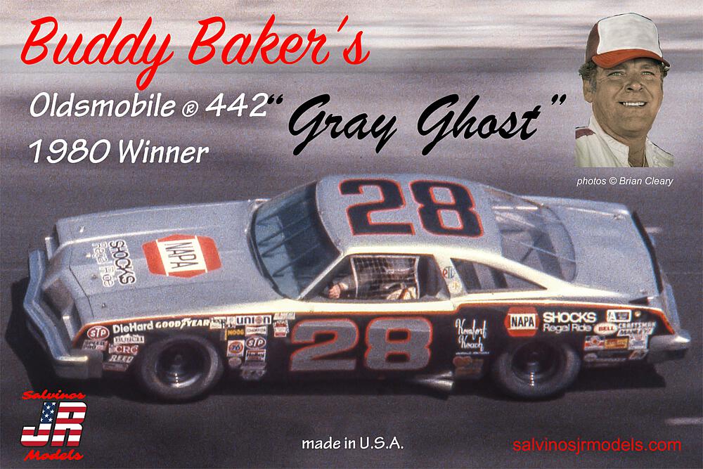 SALVINOS JR MODELS BBO1980D  1/25 Buddy Baker's Gray Ghost #28, Oldsmobile 442, 1980 