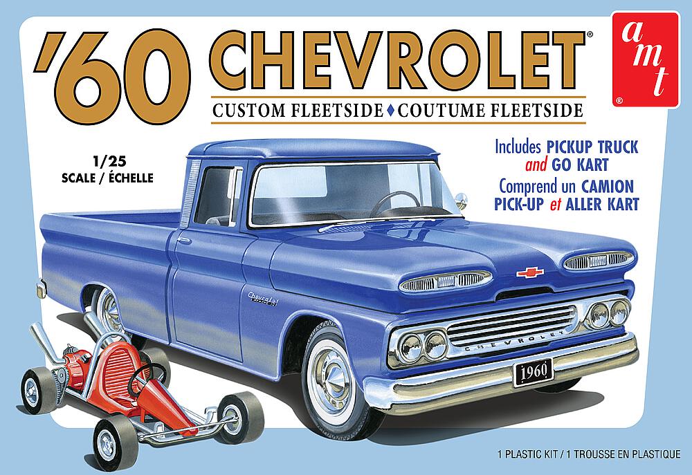 AMT AMT1063M/12  1/25 1960 Chevy Customs Fleetside Pick-up avec Go Kart 