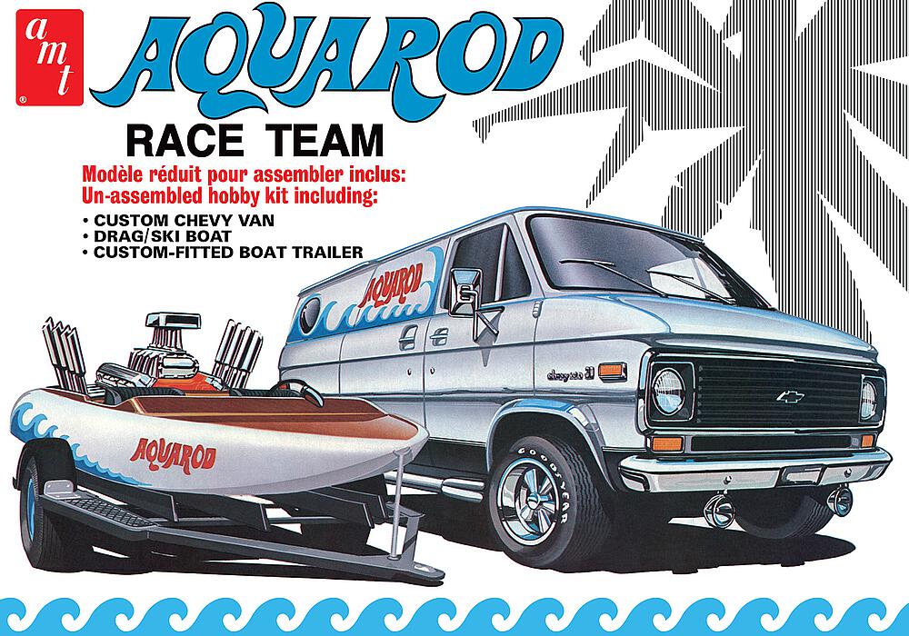 AMT AMT1338/06  1/25 Aqua Rod Race Team 1975 Chevy Van, Race Boat 