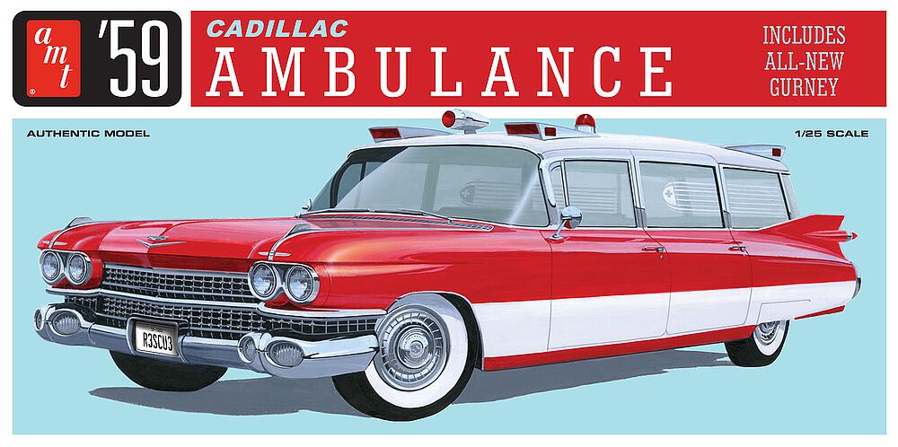 AMT AMT1395/12  1/25 Cadillac Ambulance 1959 w/Gurney 