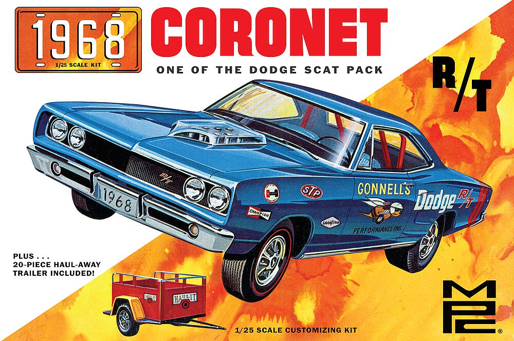 MPC MPC975/12  1/25 1968 Dodge Coronet Hardtop w/Trailer 