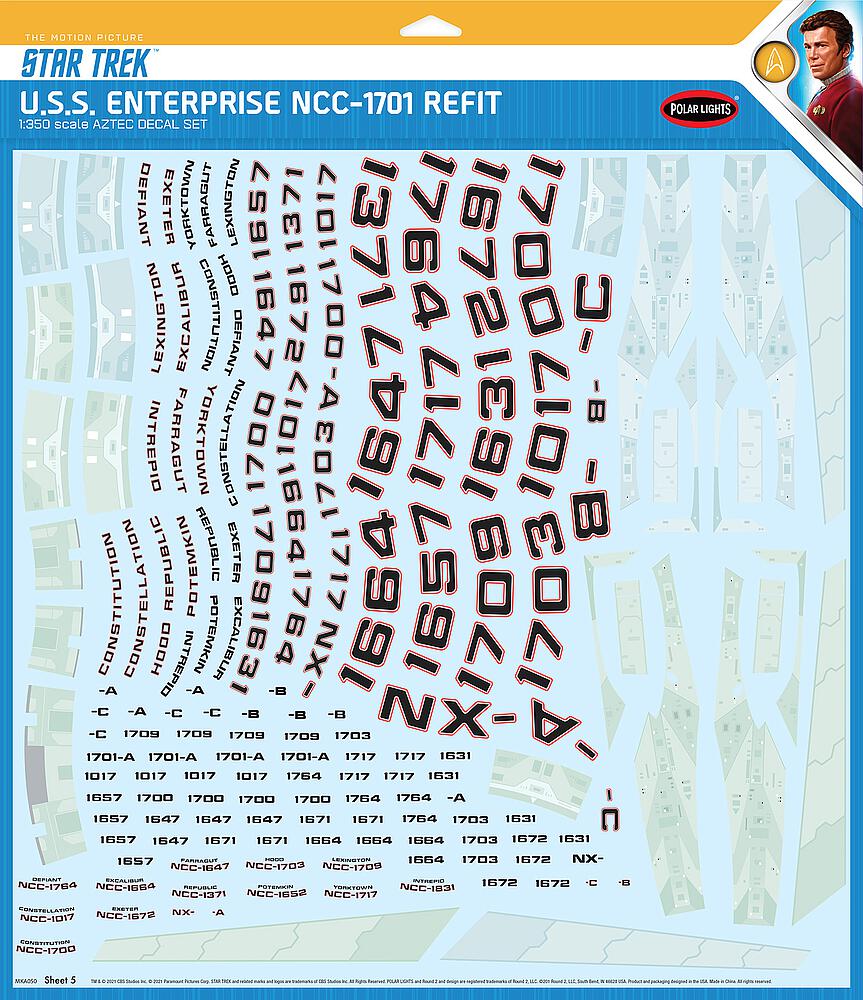 AMT MKA050/12  1/1000 Star Trek U.S.S. Enterprise Refit Aztec Decals 
