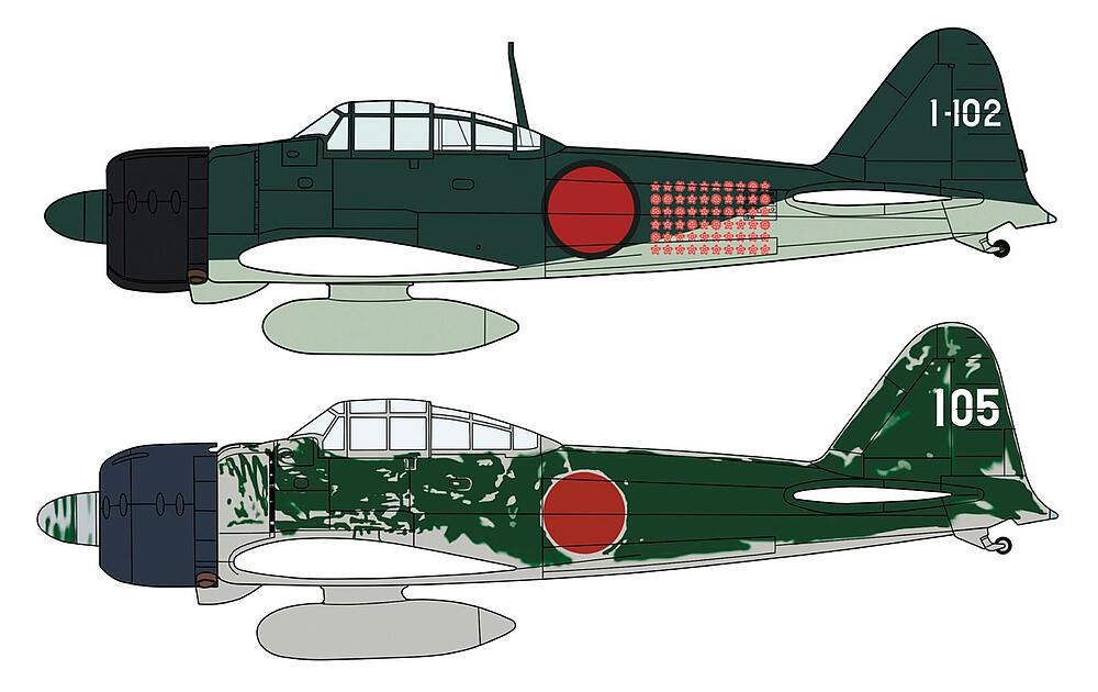 HASEGAWA 2437  1/72 Mitsubishi A6M2b/A6m3 Zero Fighter, 2 kits 