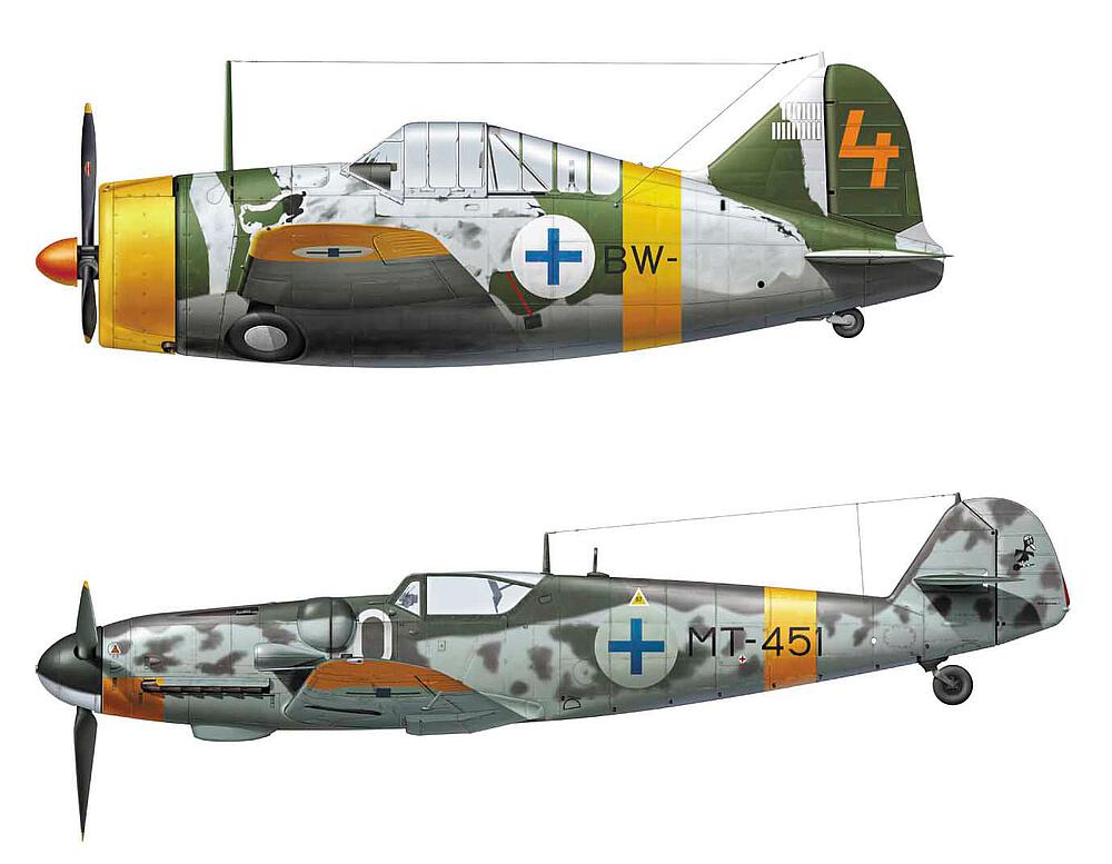 HASEGAWA 2439  1/72 B-239 Buffalo &amp; Messerschmitt Bf109G-6, Juutilainen 
