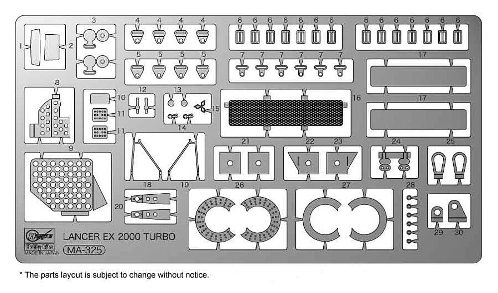 HASEGAWA 20469  1/24 Detail up Etching parts, Mitsubishi Lancer EX 