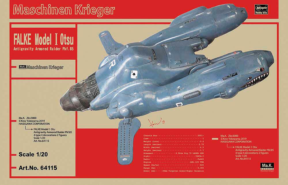 HASEGAWA 64115  1/20 Antigravity Armored Raider, Pkf 85 Falke Model I Otsu 