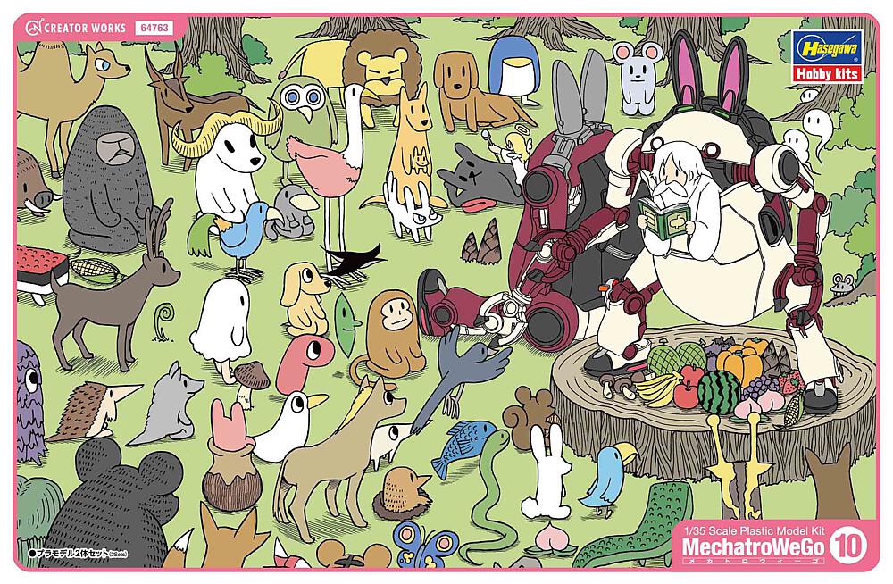 HASEGAWA 64763  1/35 MechatrWeGo n° 10, Animal Retro &amp; Azuki, 2 kits de construction 