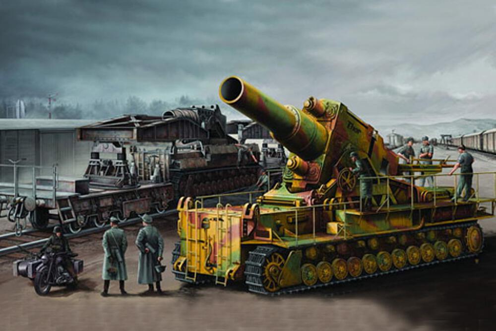 TRUMPETER 209  1/35 Mortier Karl 040/041 sur wagon de chemin de fer 