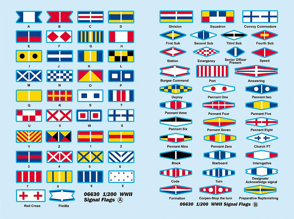 TRUMPETER 6630  1/200 WW II Drapeaux de signalisation 