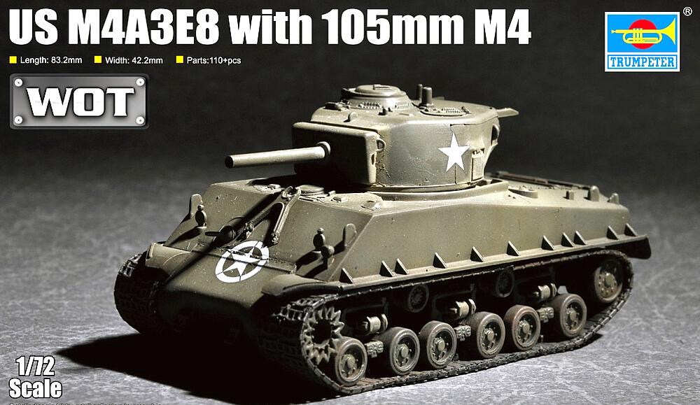 TRUMPETER 7168  1/72 M4A3E8 avec 105mm M4 