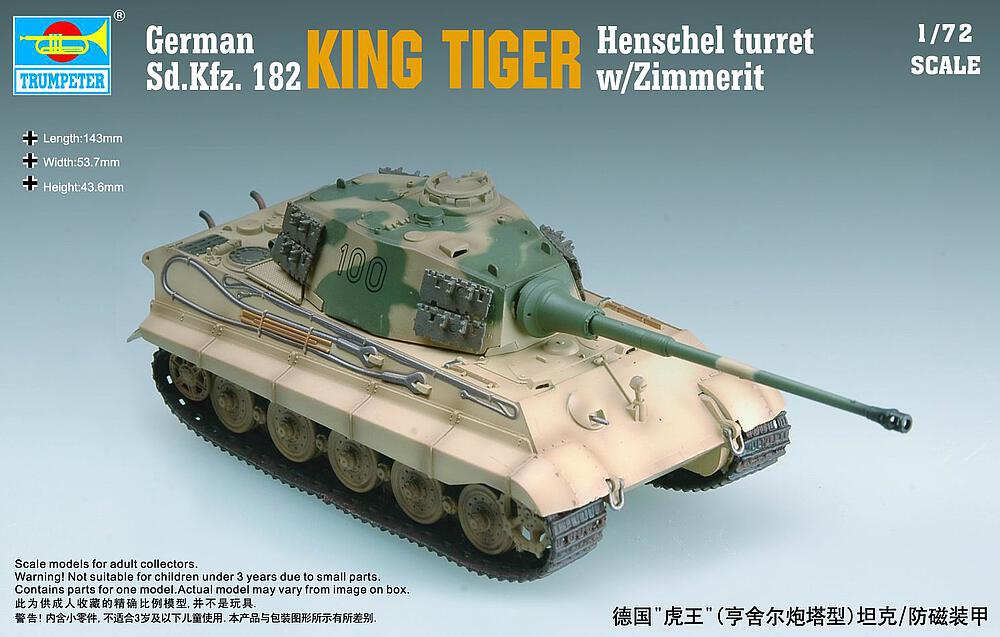 TRUMPETER 7291  1/72 Königstiger avec tourelle Henschel/Zimmerit 