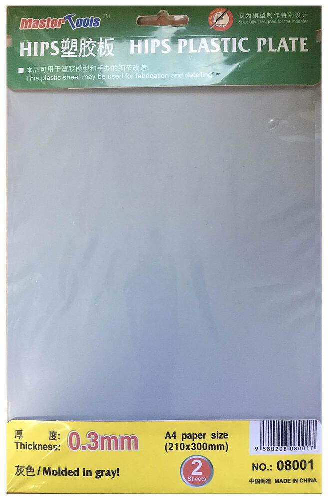 [TRUMPETER 8001  ] TRUMPETER 8001  Plaque en plastique, 0,3 mm, 210x300 mm, matériau HIPS, 2 pièces 