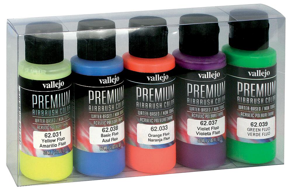 VALLEJO 62102  Set de peinture, fluorescent, 5 x 60 ml 