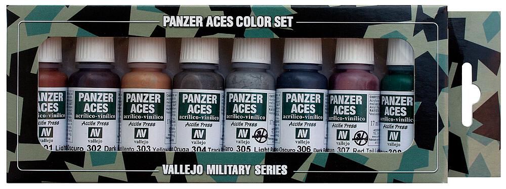 VALLEJO 70122  Kit de peinture, char - rouille, chaînes et caoutchouc, 8 x 17 ml 