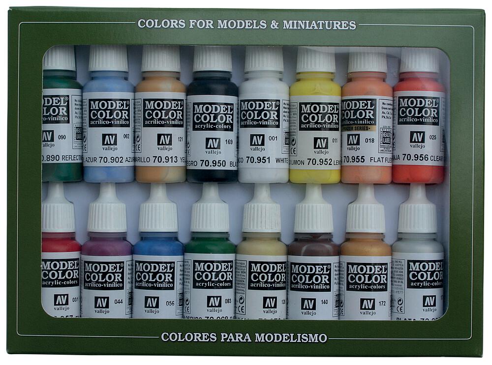 VALLEJO 70140  Set de couleurs, couleurs de base USA, 16 x 17 ml 