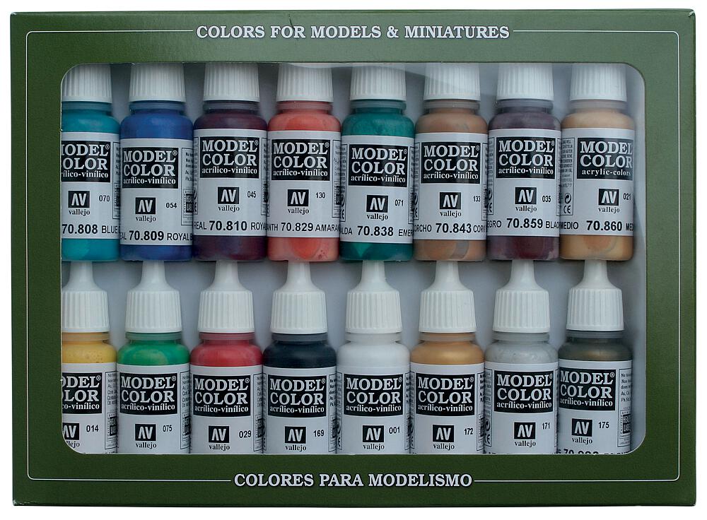 VALLEJO 70142  Set de peinture, couleurs médiévales, 16 x 17 ml 