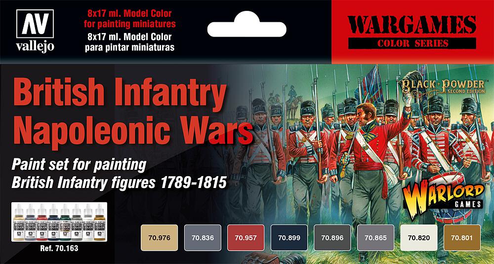 VALLEJO 70163  Set de couleurs, infanterie britannique, guerres napoléoniennes 