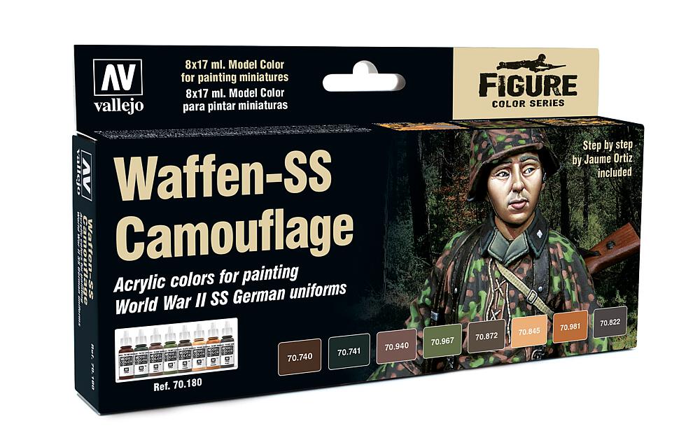 VALLEJO 70180  Kit de peinture, camouflage allemand, WWII, 8 x 17 ml 