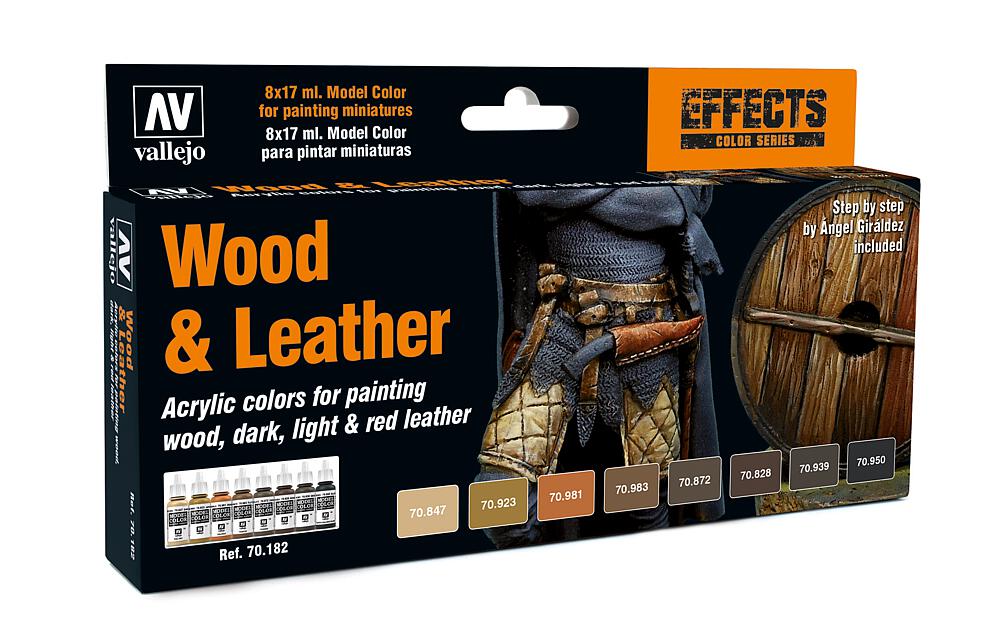 VALLEJO 70182  Kit de peinture, bois &amp; cuir, 8 x 17 ml 