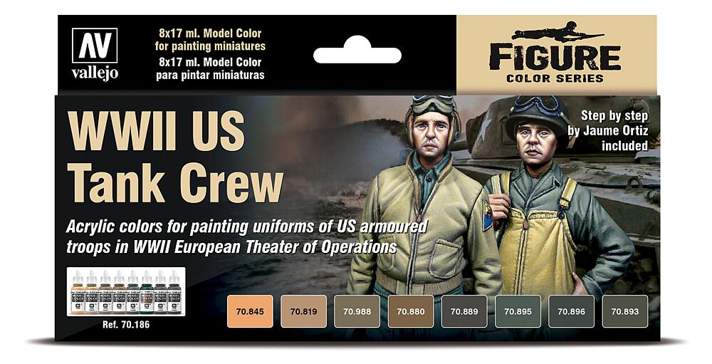 VALLEJO 70186  Set de peinture, équipage de chars US, WWII 
