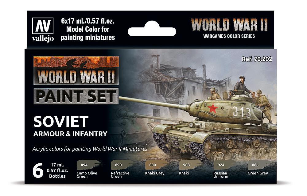 VALLEJO 70202  Set de couleurs, blindage et infanterie soviétiques, WWII 